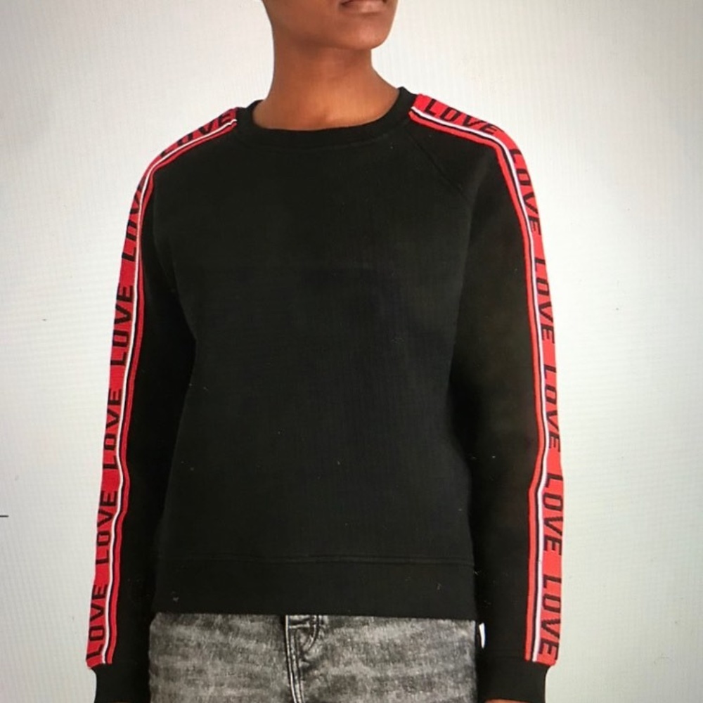 S Maje Sandro Toska Love Stripe Sweatshirt Bloomie - Picture 1 of 12